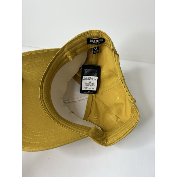 True Religion Hat Snapback Adjustable Gold Men Embroidered Black Logo Horse Shoe - Picture 6 of 8